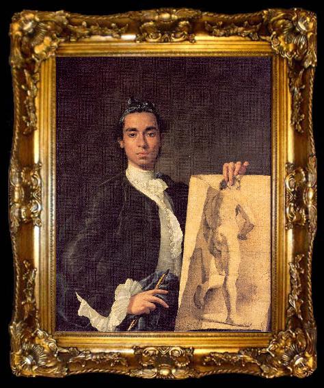 framed  Melendez, Luis Eugenio Portrait of the Artist Holding a Life Study, ta009-2